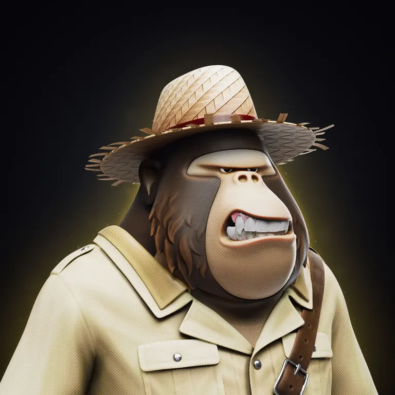 Degenerate Ape Academy NFT — ape with straw hat and beige jacket