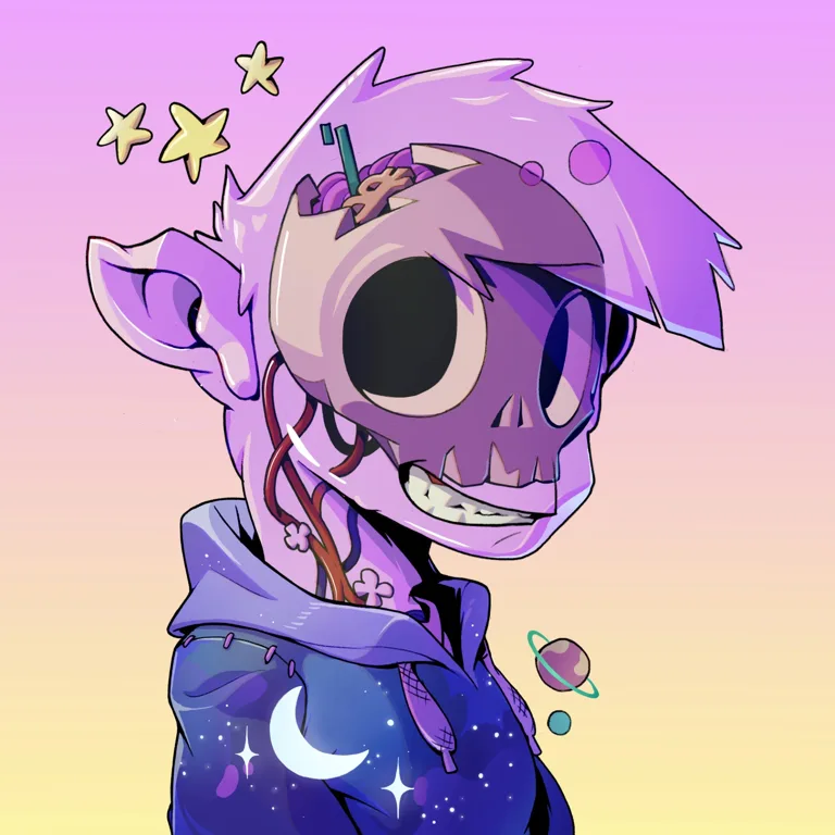 Goats of Solana NFT — purple skull goat character with starry hoodie