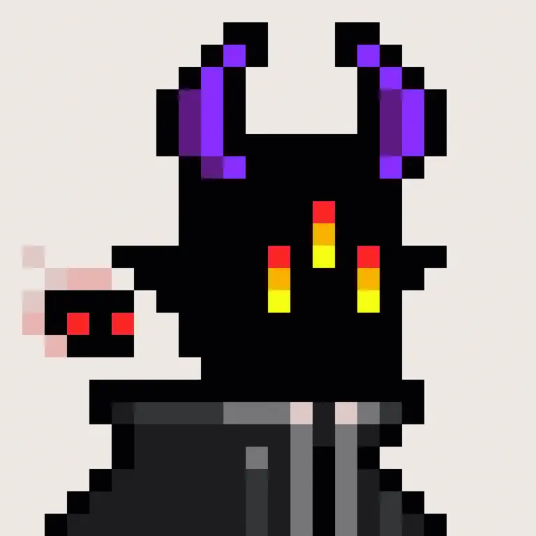 Tensorians NFT — pixel art black creature with purple horns
