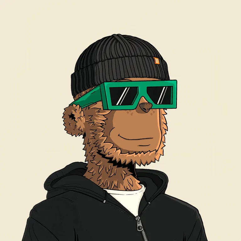 Y00ts NFT — monkey with grey beanie and green sunglasses